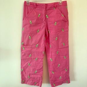 Lilly Pulitzer Cropped Pink Pants Embroidered